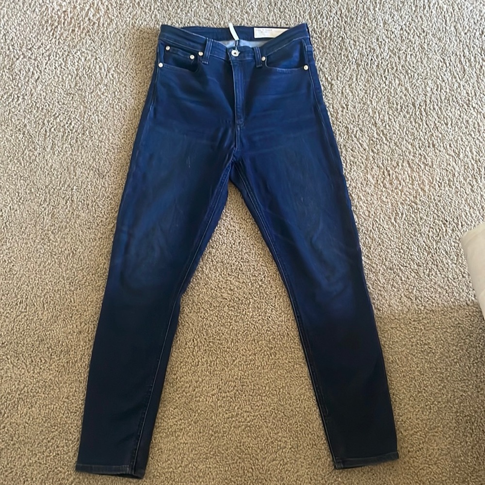 rag & bone dark wash high rise skinny jeans